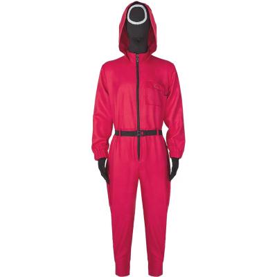 China Unisex Adults Kids TV Squid Game Cosplay RTS Squid Game Rompers Squid Cosplay Korean Red Overalls Game Costume for sale