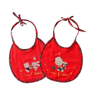 China Wholesale Washable Customized Feeding Toddlers Newborn Infant Unisex Red Velvet Winter Bibs Christmas New Year Bibs Cotton Baby Bib for sale