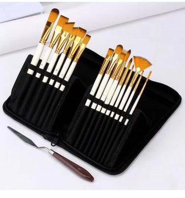 China 15pcs Professional Nylon Paint Pens Wooden Post Acrylic Oil Watercolor Artist Paint Brush Set for sale