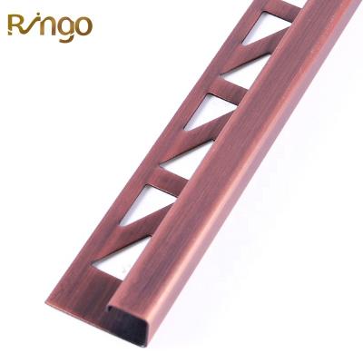 China 2022 Modern Bathroom Design Building Materials 10mm Tile Edging Trim Profiles 304 Stainless Steel Square Decoration Corner Profiles for sale