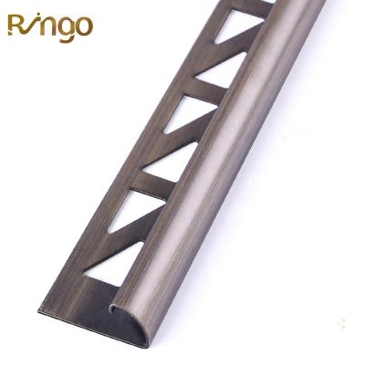 China Modern High End Export Building Materials 304 Stainless Steel Oval Edge Tile Brushed Decorative Joint Panels Effect Ceramic Tile Trim for sale