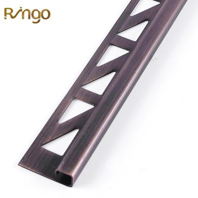 China Foshan Ringo Cheap Price Customized Flooring Modern Trim Square Profiles Polish Modern Style 304 Stainless Steel Tile Corner Trim for sale