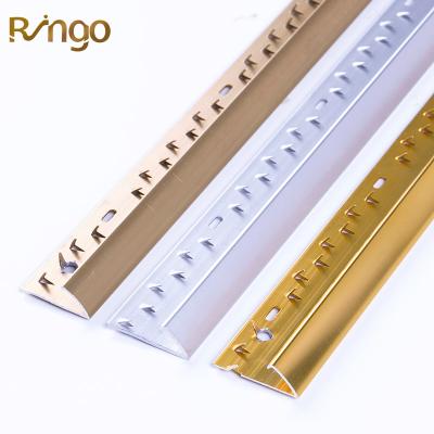 China Foshan Ringo High Demand Round Shape Transition Modern Aluminum Strip Wide Bar Aluminum Edge To Tile Trim For Laminates Flooring for sale