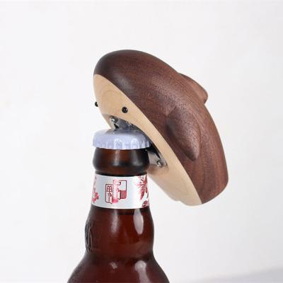 China Wooden Wine Bottle Opener Unique Design Top Quality Shark Beer Opener for sale