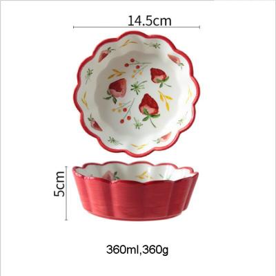 China Sustainable Fruit Salad Bowl Dining Table Ceramic Bowl With Decal Ceramic Bowl for sale