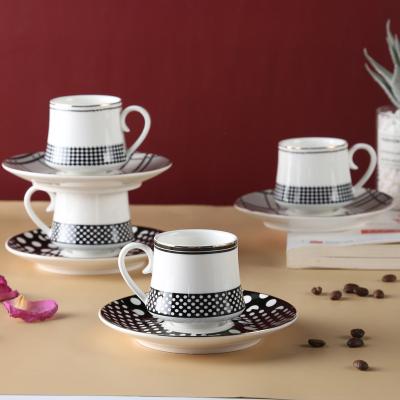 China Viable Hot Selling Porcelain Mug Western Ceramic White Gift Box 2 Sets 4 Pieces Drinkware With Espresso Cappuccino Cup And Saucer Set for sale