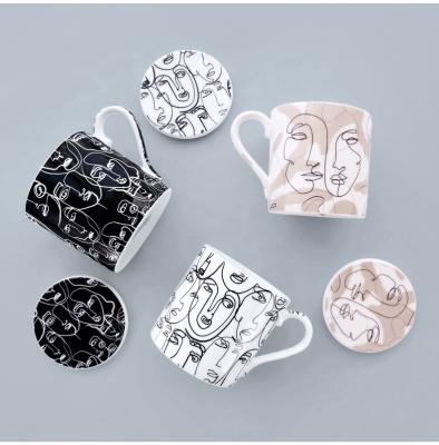 China Viable Hot Selling Fashion Design Abstract Face Ceramic Coffee Cup And Mug For Drinking Tea for sale