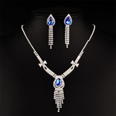 China FASHIONABLE Indian bride full Diamond Necklace Set Wedding Dress Crystal Jewelry Factory Wholesale for sale