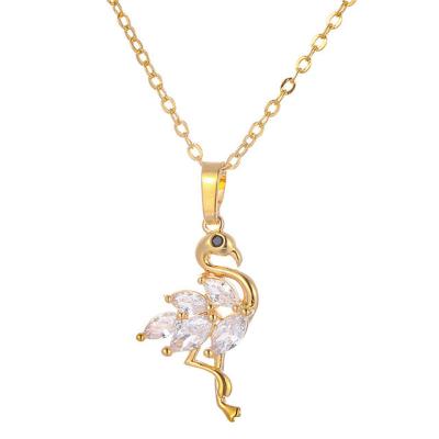 China Trendy Fashion Diamond Swan Necklace Temperament Simple Rose Gold Silver Gold Necklace for sale