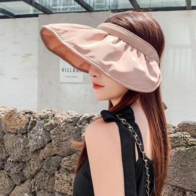 China All-match Verified Empty Top Hat Women's Hairpin Style Ponytail Visor Sunscreen Sunscreen Hat Light Body Shell Hat for sale