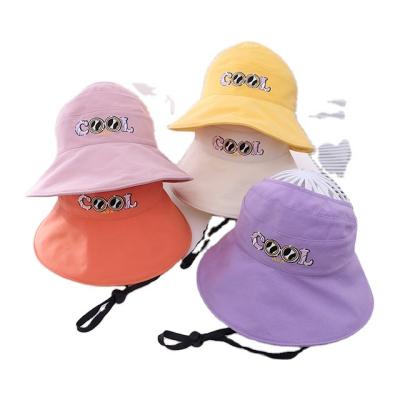 China Sun Protection Summer Big Brim Sun Hat With Letters Cute Baby Thin Spring And Autumn Girls Fisherman Hat for sale