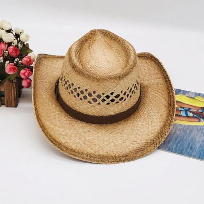 China Dobby Raffia Umbrella Cowboy Hat With Adjustable Western Head Perimeter for sale