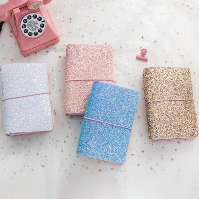 China Office School Huahang A6 Size Bling Travel Notebook Sequin Detachable Leather Notebook with Sorting Box for sale