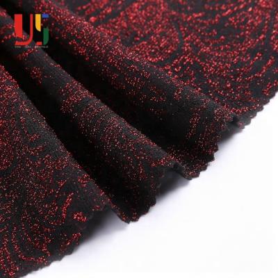 China Anti-static black and red simple dyed metallic lurex knitted nylon tank top fabric for party dress for sale