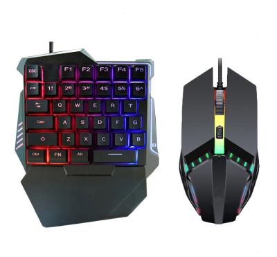 China For Laptop Mini Mechanical Wired Backlit One Hand Gaming Keyboard and Mouse Combo for Mobile Phone Laptops for sale