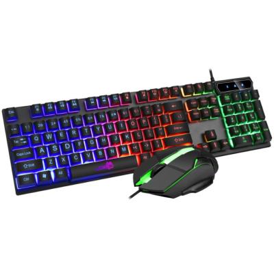 China For Gamer Rainbow Gaming Keyboard Mouse Computer Feel Backlight Glowing Mechanical Gaming Keyboard Mouse Combo For Home Office for sale