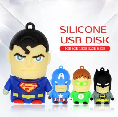 China Promotional Silicone 4gb 8gb 16gb 32gb PVC USB Disk Superman / Spiderman for sale