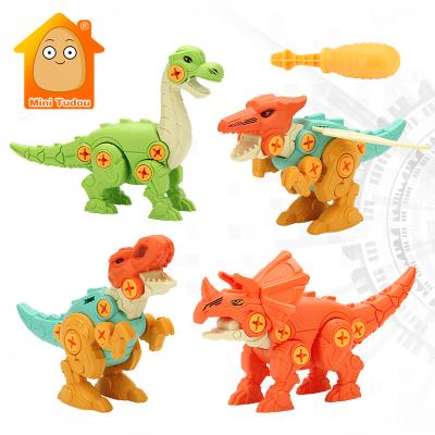 China DIY Assembly Dinosaur Set DIY PULL BACK Learn Dinosaurs Toy Set Take Apart Dinosaur Building Toys For Children for sale