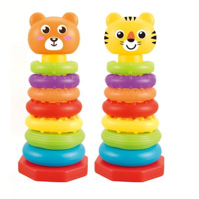 China 10PCS Rainbow Colorful Stacking Rings Non-Toxic Brain Development Animals Plastic Stacking Toys For Infants for sale