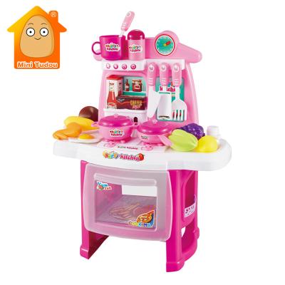 China Plastic Pretend Play Kitchen Toy Set With Music And Light for sale