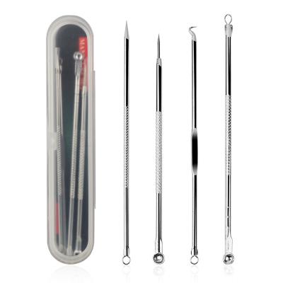 China Acne Treatment 4 Pcs Blackhead Remover Kit Comedones Extractor Blackhead Acne Removal Needles With Case for sale