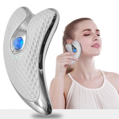 China Anti-Puffiness Household Gua Sha Electric Board Microcurrent Facial Scraper Massager for Face Lifting Firming for sale