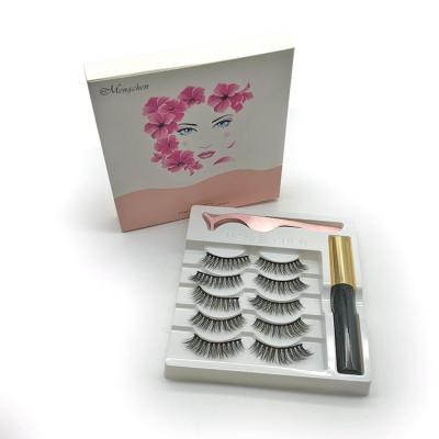 China Wholesale Natural Long Look Eyelashes Magnetic Eyeliner Set Reusable 5 Pairs for sale