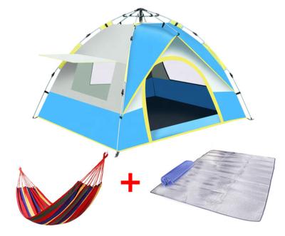 China Extended type camping tent blue and green 3-4 people automatic tent travel outdoor waterproof camping outdoor tent for sale