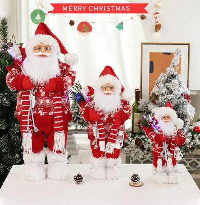 China Plush Christmas Decorations Santa Claus With Red Scarf Doll Xmas Festival Christmas Toys Doll New Year Gift Decoration for sale