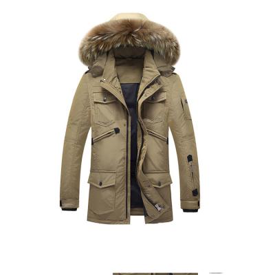 China Breathable Adults Age Category Feature Mens White Duck Down Jacket With Removable Real Fur Hood for sale