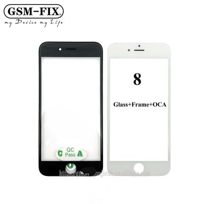 China For iPhone 8 LCD Refurbished GSM-FIX 3 in 1 Front Outer Glass Middle Frame Laminate OCA Glass For iPhone 8 Glass With OCA for sale