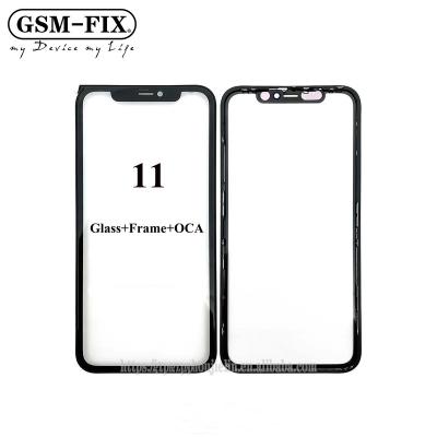 China For iPhone 11 LCD Refurbishment GSM-FIX Top Grade 3 in 1 Screen Front Glass Frame OCA Glue Film Assembly For iPhone 11 Replacement Cell Phone Glass Repair for sale