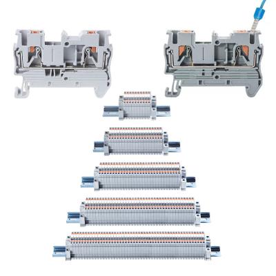 China Bloques de terminales montados en el tren Din Conjunto modular sin tornillo de resorte de corte PT 2.5 mm2 Conectores enchufables en venta