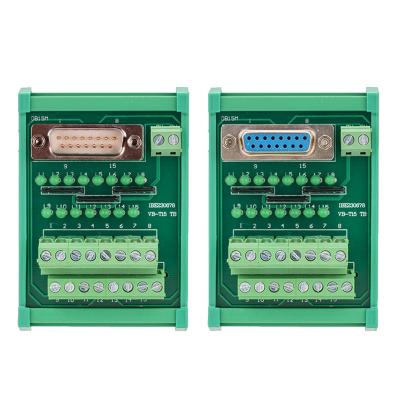 China D Sub 15 Pin Single End DB15 Connectors Terminal Block Breakout Board DIN Rail Led Indicator for sale