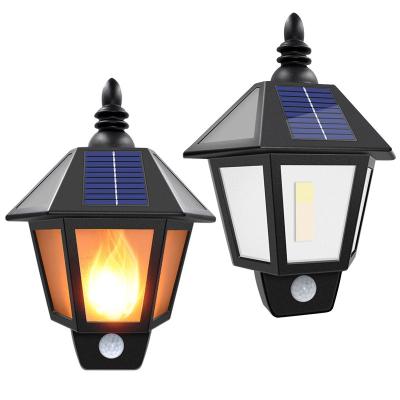 China Motion Sensor Solar Power Outdoor Flame Flickering Wall Mount LED Light for Garden Landscape Security Lighting Lamp for sale