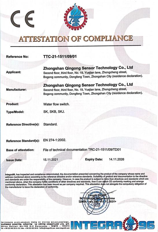 CE - Zhongshan Qingong Sensor Technology Co., Ltd.