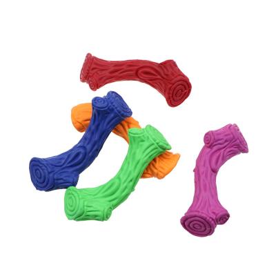 China Stocked 2021 Hard Dog Supplies Tree Branch Stick Power Chewer Dog Solid Rubber Dog Toys for sale