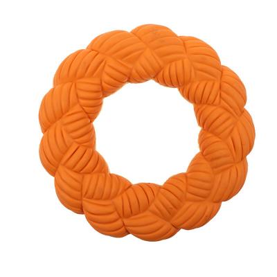 China Stored Dog Playing and Keeping Ring Dog Chew Toy Bamboo Weave Circular Healthy Natural Rubber for sale