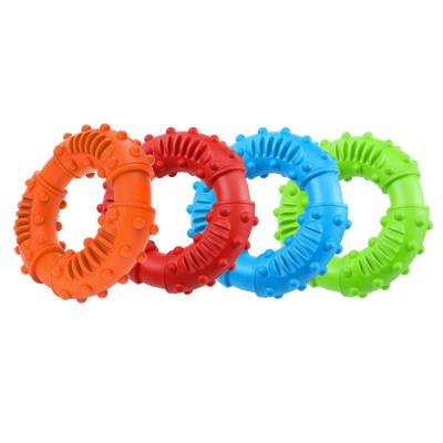 China Stocked Toy Tread Ring Beef Scented OEM ODM Dog Chew Toy Strong Teeth Cleaner Rubber Ring Pet Toy for sale