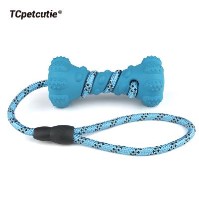 China Stocked 2022 Hot Selling Indestructible Dog Teeth Dumbbell Chew Toys Chew Rubber Interactive Dog BiteToy for sale