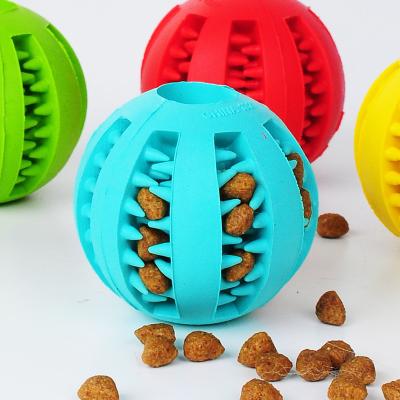 China Viable Rubber Indestructible Treat Ball Pet Food Chew Ball Dog Dispensing Interactive Concealment Toy for sale