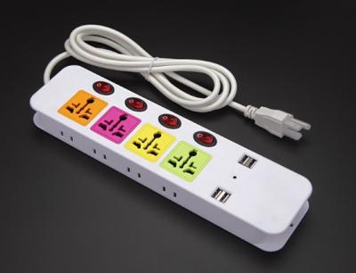 China Four USB Portable ABS Mobile Phone Charger Socket With Multi Plug / Switch for sale