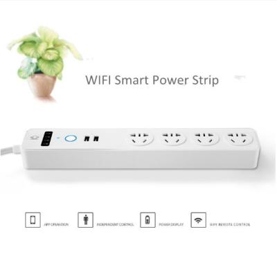 China 10A Smart WiFi Power Strip 4 Power Extension Socket With Two USB Charging Port for sale