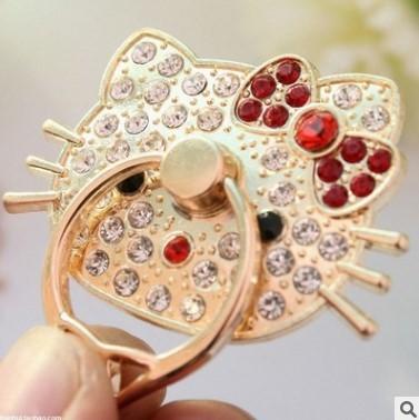 China Hello Kitty Finger Ring Phone Holder Multi Angle Stand With Sparkle Crystal Cartoon for sale