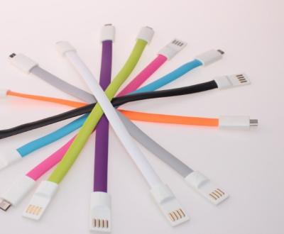 China Colorful Magnet Flat USB Cellphone Data Cable for iPhone Android phone for sale