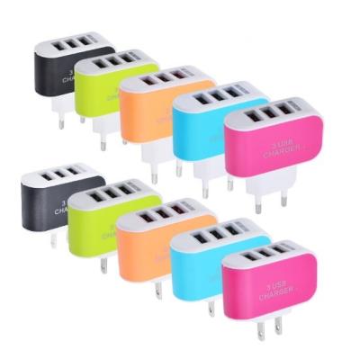 China CE Universal Mobile Phone Charging Plug  EU / US  With 3 Port Led Light for sale