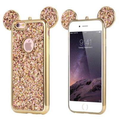 China Bling Paillettes Soft TPU Case Mickey Ear Protective Cover For iPhone 6 6s Plus for sale