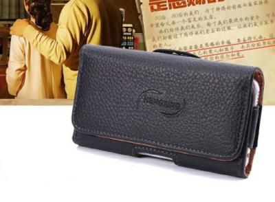 China iPhone Clamshell Belt hanging waist leather case Old man phone bag Universal hanging waist leather case for sale