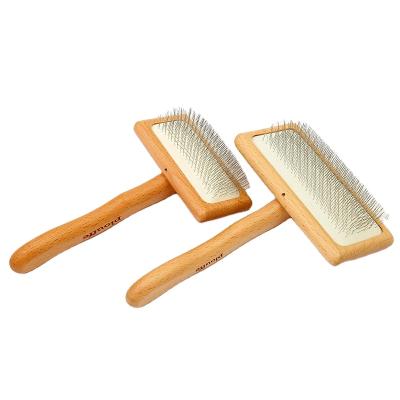 China Colorful Best Quality Pet Fur Pet Brush Dog Base Brush Viable Wholesale Self-cleaning Bamboo Handle Molding Polisher for sale