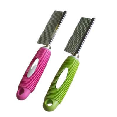 China Durable Durable Using Low Price Single Side Steel Iron Pet Comb With Soft Handle for sale